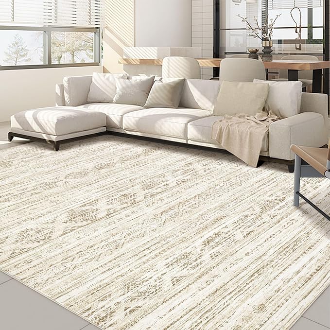 Nakagishi Area Rugs 9x12 Living Room: Washable Boho Large Neutral Modern Soft by NakagishiAreaRug