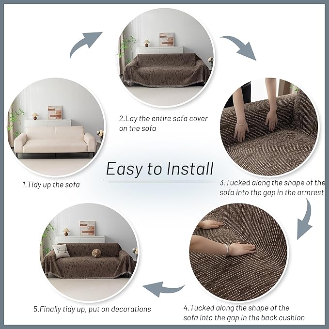 MYSKY HOME Couch Covers for 2 Cushion Couch Sofa, Chenille L Shape Sectional - Image 7