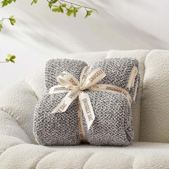 Snuggle Sac Ultra Soft Grey Bedding Blanket Twin XL, Warm Fluffy Microfiber - Image 6