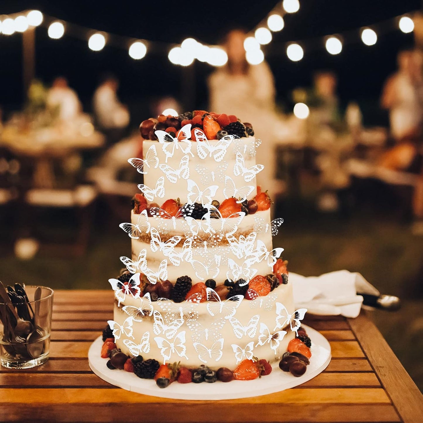 Gyufise 36Pcs Butterfly Cupcake Toppers - Lively PVC Art 3D Cake Decorations for Baby Shower, Wedding Anniversary, Kids Birthday Party Supplies - White Transparent Color