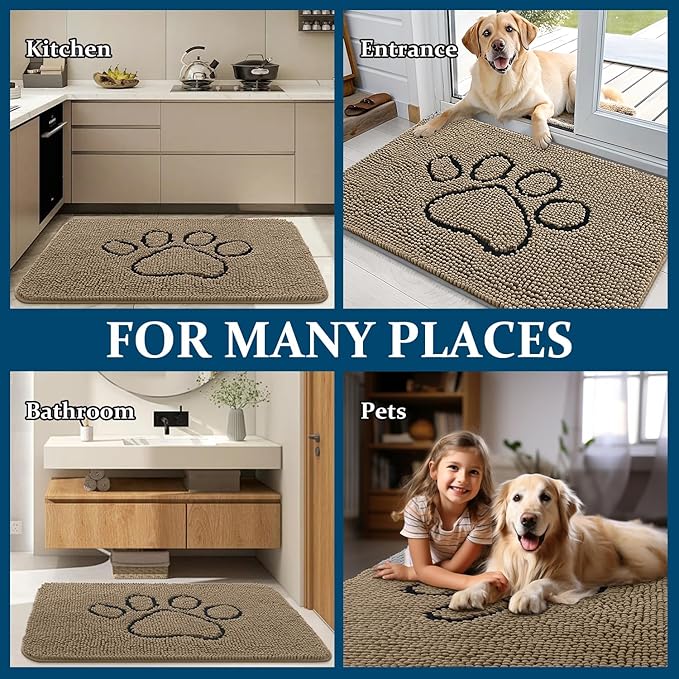 OLANLY Dog Door Mat for Muddy Paws 70x24, Paw Print Design, Absorbs Moisture - Image 8