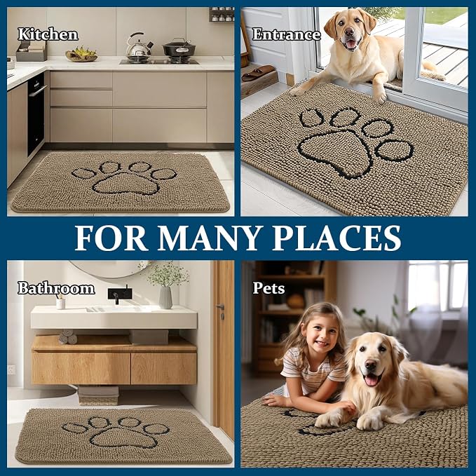 OLANLY Dog Door Mat for Muddy Paws 24x16, Paw Print Design, Absorbs Moisture - Image 8