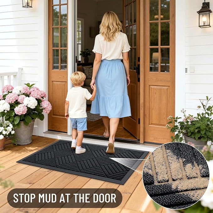 OLANLY Front Door Mat Outside Entrance 47x17, Heavy Duty Sturdy Natural Rubber - Image 6