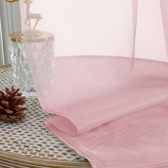 OWENIE Sheer Curtains 84 Inches Long 2 Panels Set, Sheer Blush Curtains - Image 7