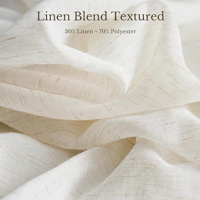 NICETOWN Linen Blend Semi Sheer 108 inch Curtains, Grommet Thick Flax Linen - Image 5