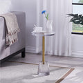 LIKENOW Furniture Acrylic Side Table,Clear Small Round End Table for Living Room,Bedroom,Office | Modern Nightstand with Gold Post for Drink,Food,Snack,Assembly