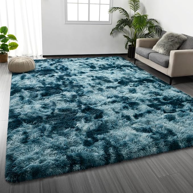 Deerhoo Large Shag Area Rugs 5 x 8, Tie-Dyed Plush Fuzzy Rugs by Deerhoo