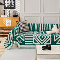 HANDONTIME Couch Cover Boho Sofa Covers Washable Forest Green Dog Covers for Couches Reversible Couch Blanket Cover Geometric L Shaped Couch Covers for 2 3 Couch Cushion Cover Dark Green, 91" X134"