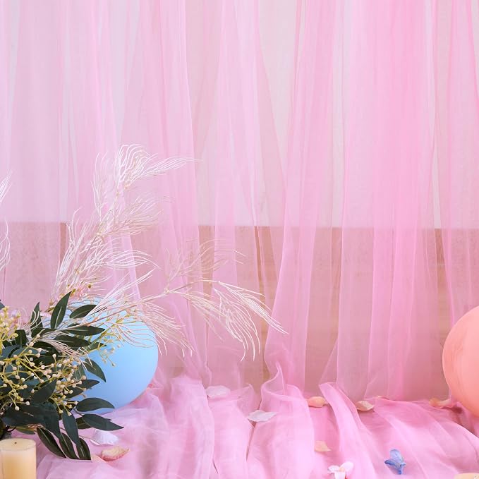 Pink Tulle Backdrop Curtain for Parties Girls Baby Shower 10ft X 8ft Light Pink - Image 7