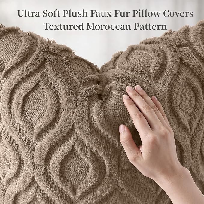 decorUhome Throw Pillow Covers 12x20 Inch Set of 2, Soft Plush Faux Wool Light - Image 6