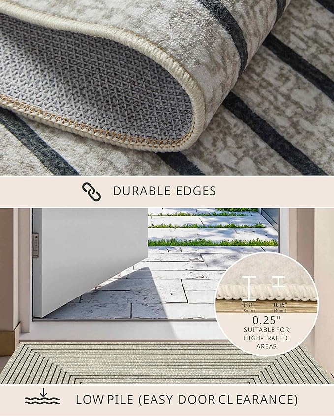 Latte&Fog 2x3 Entryway Rug, Small Modern Abstract Door Mat, Washable Kitchen Rug - Image 6