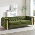 Merax Comfy 3-seat Sofa with Tufted Back and Arm and Gold Iron Legs, Modern Couch for Living Room, Bedroom, Apartment, Office, Green