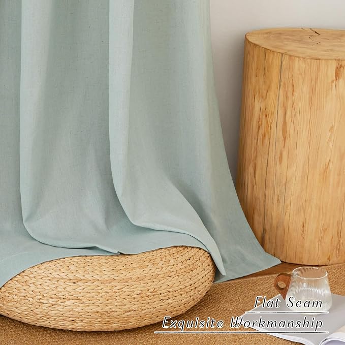 NICETOWN Thick Linen Sage Green Curtains 84 inch Length 2 Panels, Grommet Linen - Image 7