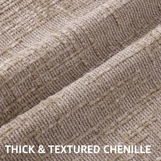 decorUhome Oatmeal Chenille Throw Pillow Covers 12x20 Set of 2 Textured Soft - Image 2