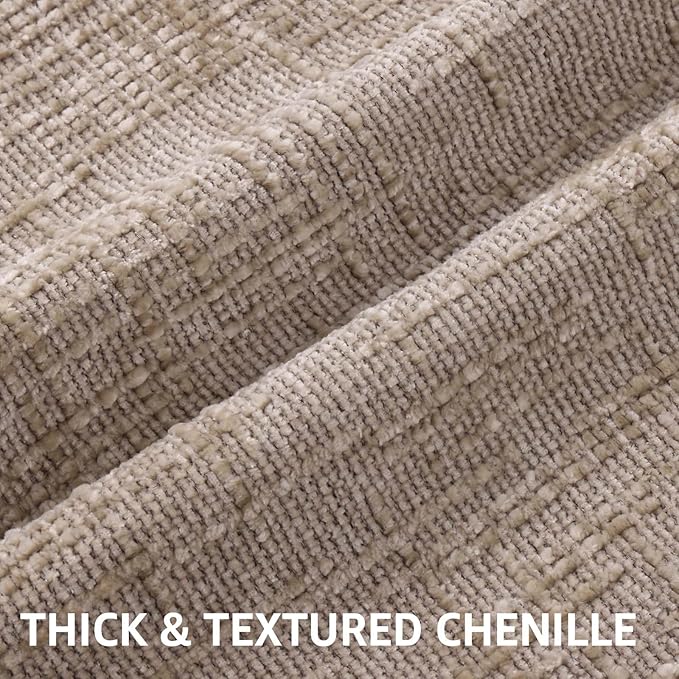decorUhome Oatmeal Chenille Throw Pillow Covers 20x20 Set of 2 Textured Soft - Image 2