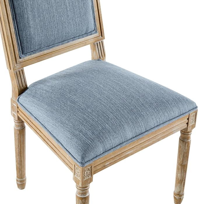 Merax Upholstered Solid Wood Dining Chairs Set of 4, French Country Style Accent Side Seating Furniture for Kitchen, Living Room, Cushioned Back, Slate Blue