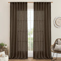 LAMIT Dark Brown Sheer Linen Curtains, 102 inch Light Filtering Semi Sheer by LAMIT