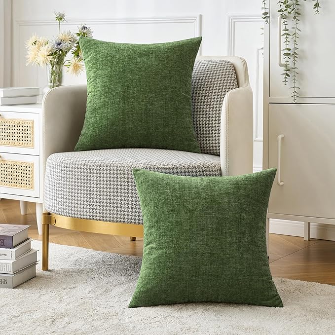 MIULEE Pack of 2 Couch Throw Pillow Covers 16x16Inch Soft Moss Green Spring - Image 5