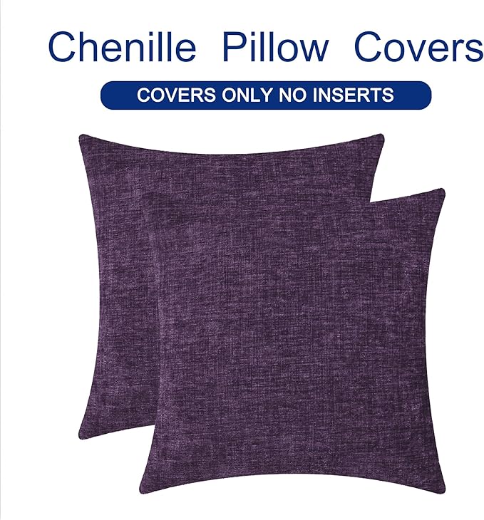 CaliTime Throw Pillow Covers Decorative 26 X 26 Inches Pack of 2 Cozy Chenille - Image 6