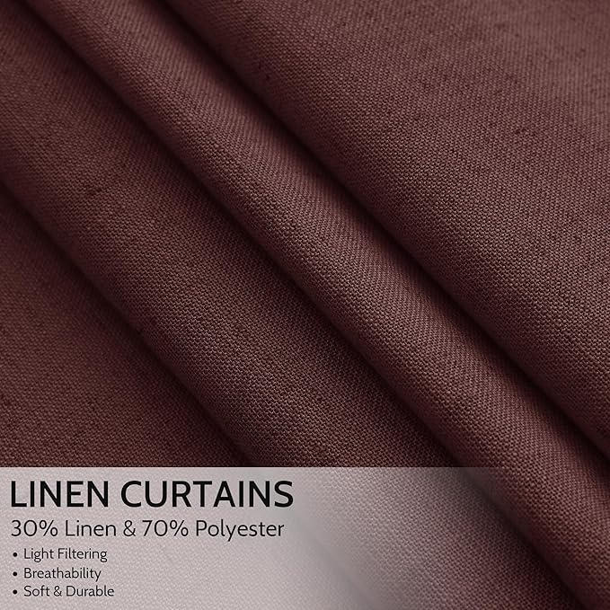 Reddish Brown Linen Curtains 72 Inch Long - Image 2