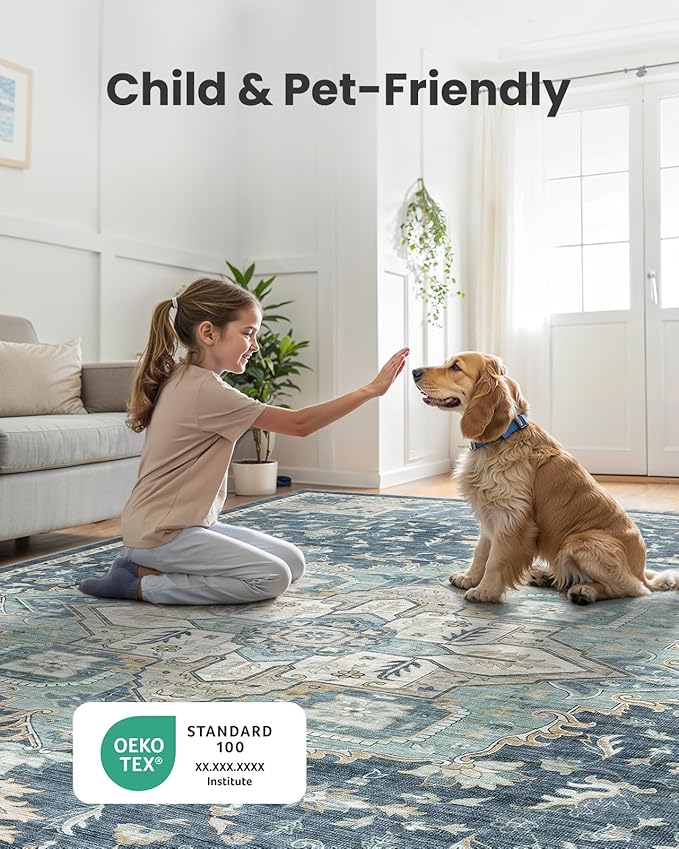 AMADA HOMEFURNISHING 2'6"x10' Washable Area Rug, Low-Profile Entryway Rug - Image 4