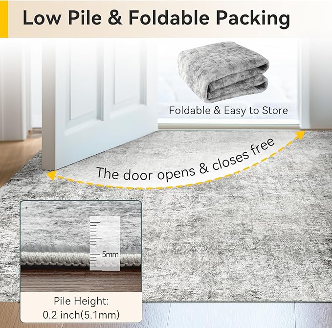 Washable Area Rugs 2'x8' Non-Slip Modern Abstract Soft - Image 7
