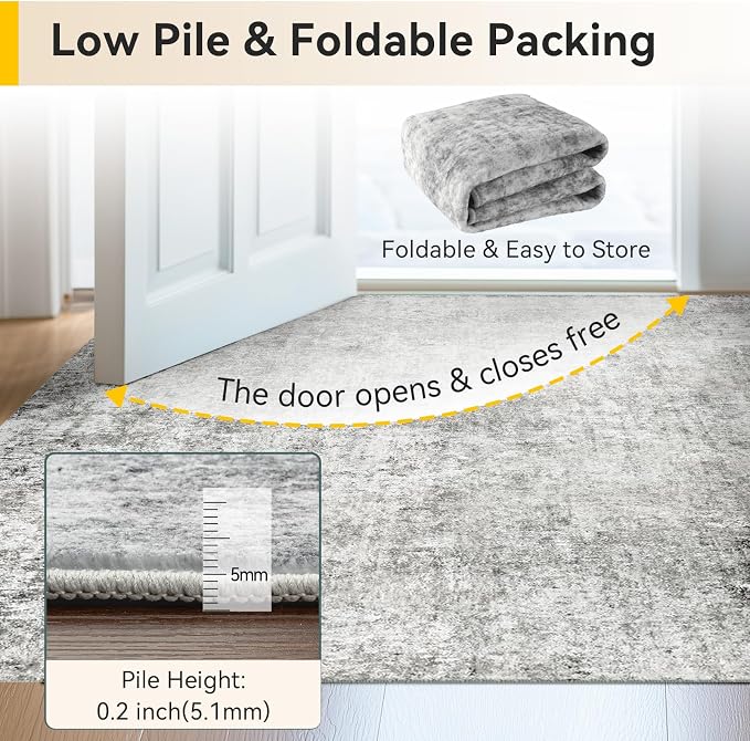 Washable Area Rugs 6'x8' Non-Slip Modern Abstract Soft - Image 7
