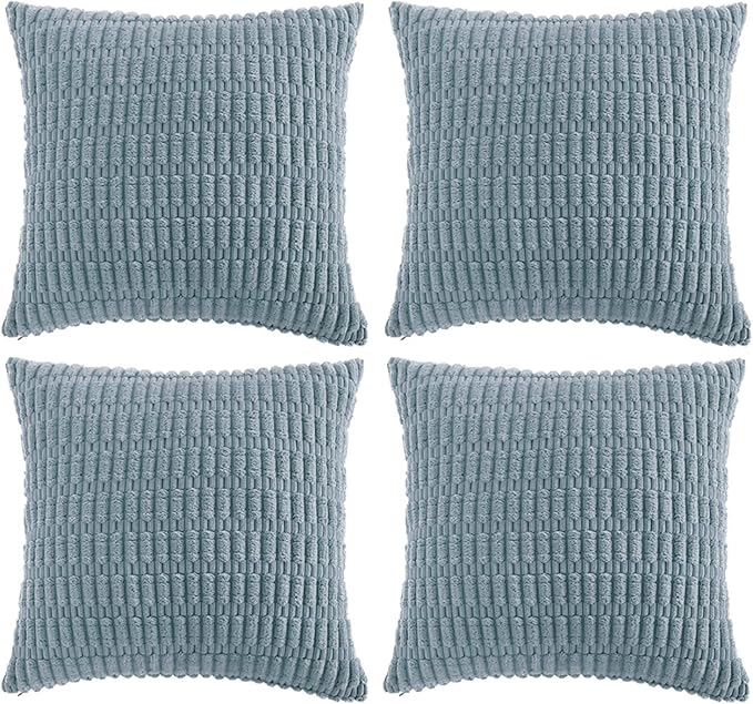Fancy Homi 4 Packs Boho Light Blue Decorative Throw Pillow Covers 20x20 Inch - Image 6
