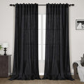 Black Linen Curtains 144 inch Extra Long by Nanspring