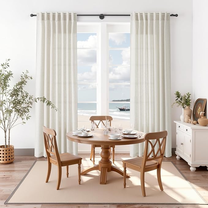 Nanspring Mousse White Linen Curtains 84 Inches Long - Image 8