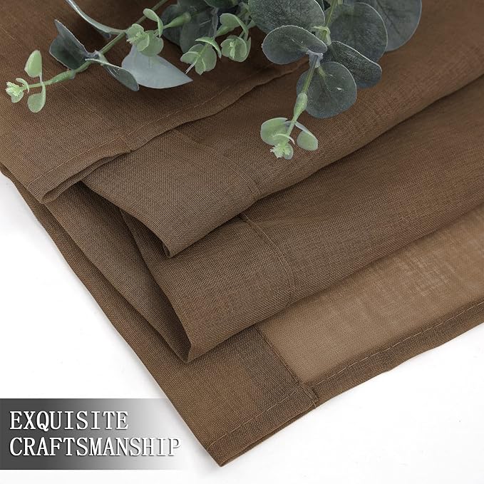 Tollpiz Short Sheer Curtains Linen Textured Bedroom Curtain Sheers Light - Image 7