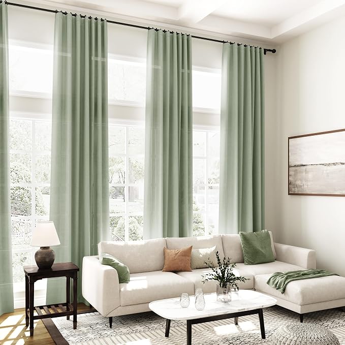 Nanspring Desert Sage Linen Curtains 108 Inches Long - Image 7