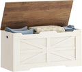 39.4" Storage Chest, Extra Large Storage Trunk with 2 Safety Hinges, Wooden Box Bench, Lift-Top Organizer Chest, Shoe Bench for Entryway, Bedroom, Living Room, White and Brown SB03414X