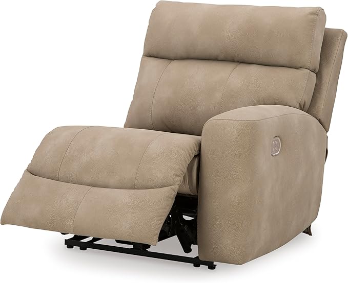 Signature Design by Ashley Next-Gen DuraPella Contemporary Faux Leather Modular Wall Hugger 3-Piece Power Reclining Sectional Loveseat with Console, Adjustable Headrest and USB Ports, Light Brown