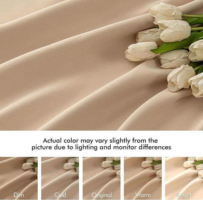 MIULEE Beige Back Tab Blackout Curtains 63 Inch Length 2 Panels Set - Image 8
