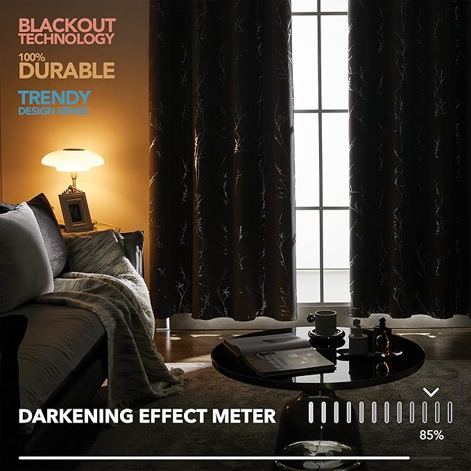 Deconovo Grey Blackout Curtains, Thermal Insulated Soundproof Drapes, 42 x 84 - Image 5