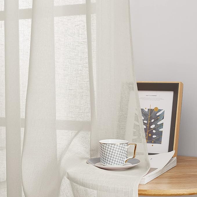 NICETOWN Linen Sheer Curtains 63 inch Length - Image 5