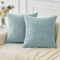 MIULEE Pack of 2 Light Blue Throw Pillow Covers 16x16 Inch Soft Chenille Pillow by MIULEE