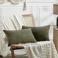 Fancy Homi 2 Packs Olive Green Lumbar Decorative Throw Pillow Covers 16x28 Inch by Fancy+Homi