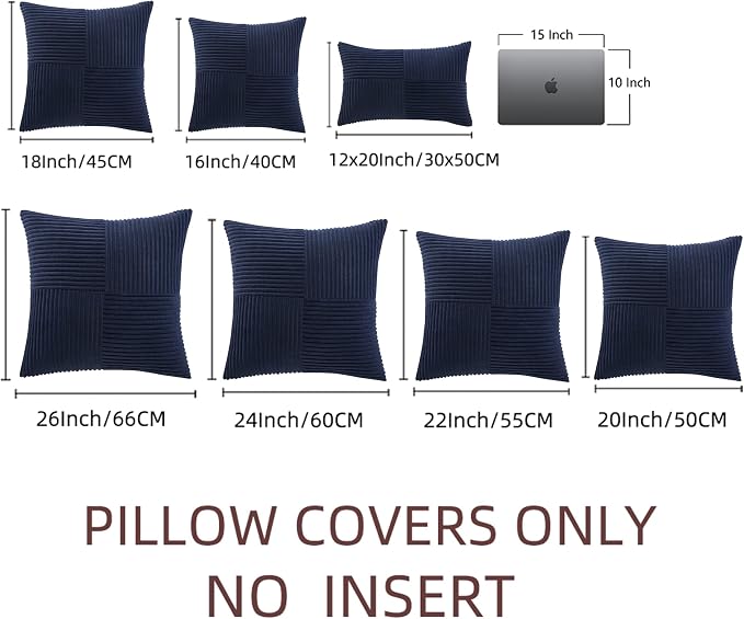 Fancy Homi 2 Packs Navy Blue Lumbar Decorative Throw Pillow Covers 12x20 Inch - Image 6