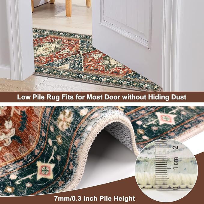 Yamaziot Washable Runner Rug, 2x6 Non-Slip Boho Vintage Hallway Rug Runner - Image 4