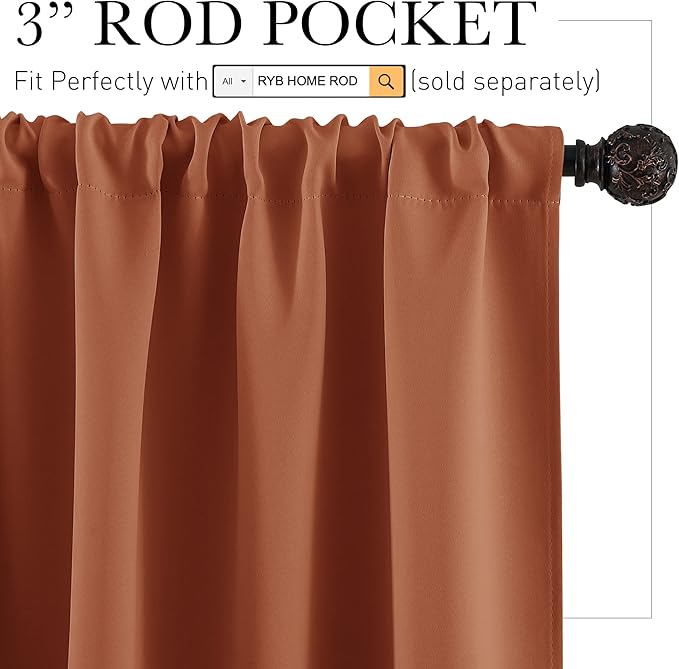 RYB HOME Small Window Curtains for Kitchen, Thermal Insulated Privacy Shades - Image 2