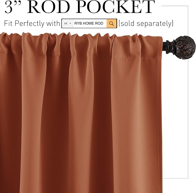 RYB HOME Blackout Curtains for Bedroom 84 inches Long 2 Panels Set, Privacy - Image 3