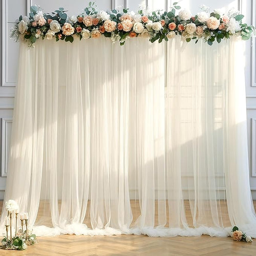 10ft x 15ft Champagne Tulle Backdrop Curtain by Suppromo