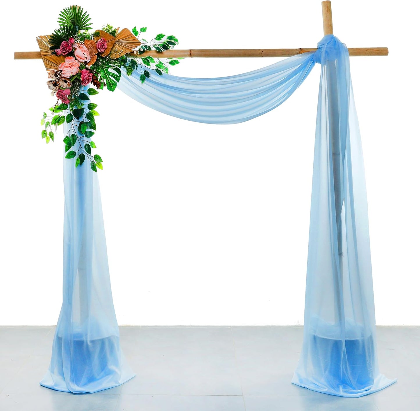 VDS Pack of 1 Panel (30 Inch X 40 Feet) Wedding Arch Draping Fabric Sheer Chiffon Fabric Drapery for Wedding Ceremony Reception Swag Backdrop Canopy Chuppah ARBO Altars Decoration (Turquoise)