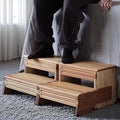 32" Wooden Two Step Stool for Adult & Kid, Wider, Deeper & Safer Bedside Steps, Anti-Slip. Riser 2-Step Spa & Hot Tub Stairs for Pool, Heavy Duty for Kitchen, Bathroom, Closet, High Bed Step