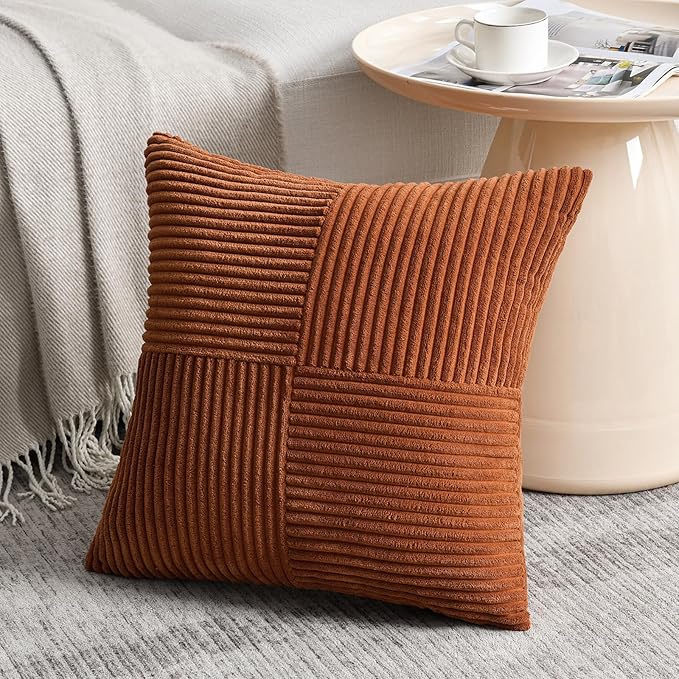 Fancy Homi 2 Packs Rust Samll Decorative Throw Pillow Covers 12x12 Inch - Image 2