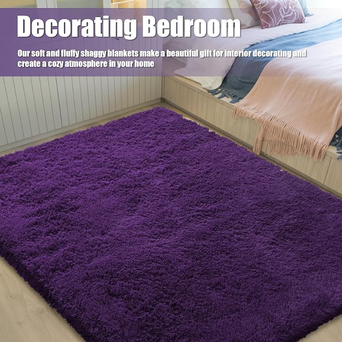 Shag Area Rug for Bedroom 3x5, Soft Fuzzy Rug Non-Shedding Indoor Plush Carpet - Image 8