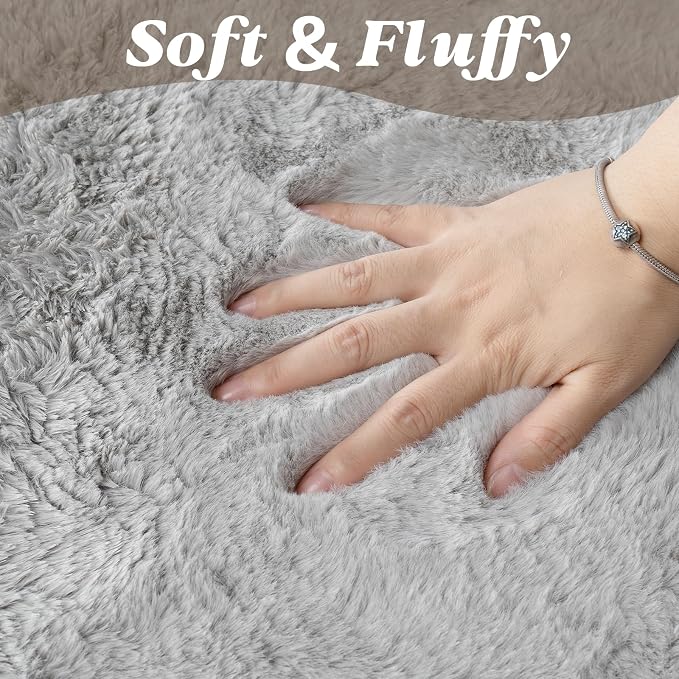 ThreadGlobe Fluffy Faux Rabbit Fur Rug Runner 2'x6', Ultra Soft & Non-Slip Rugs - Image 2