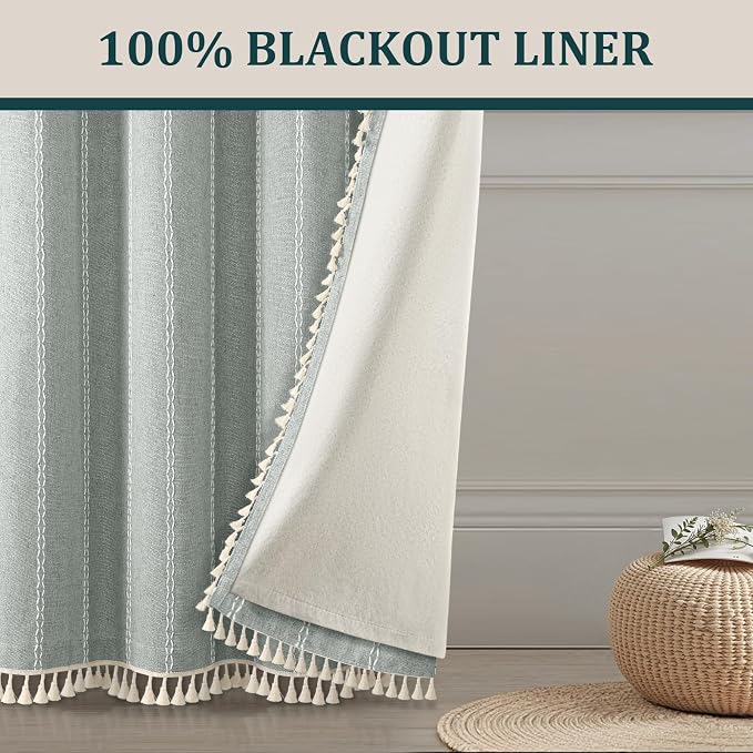 Teal Boho Blackout Curtains 2 Panels 84 Inch - Image 7